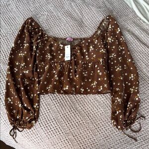 Brown Floral Women's Top